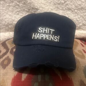 Navy Blue Cap with Embroidered Text